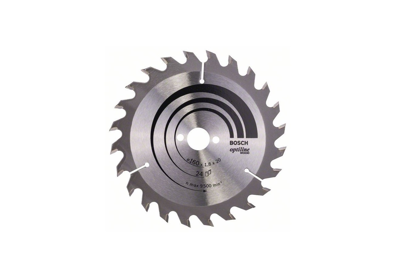 Lame de scie circulaire Optiline Wood 160 x 20/16 x 1,8 mm, 24 - 2608641171 - Bosch