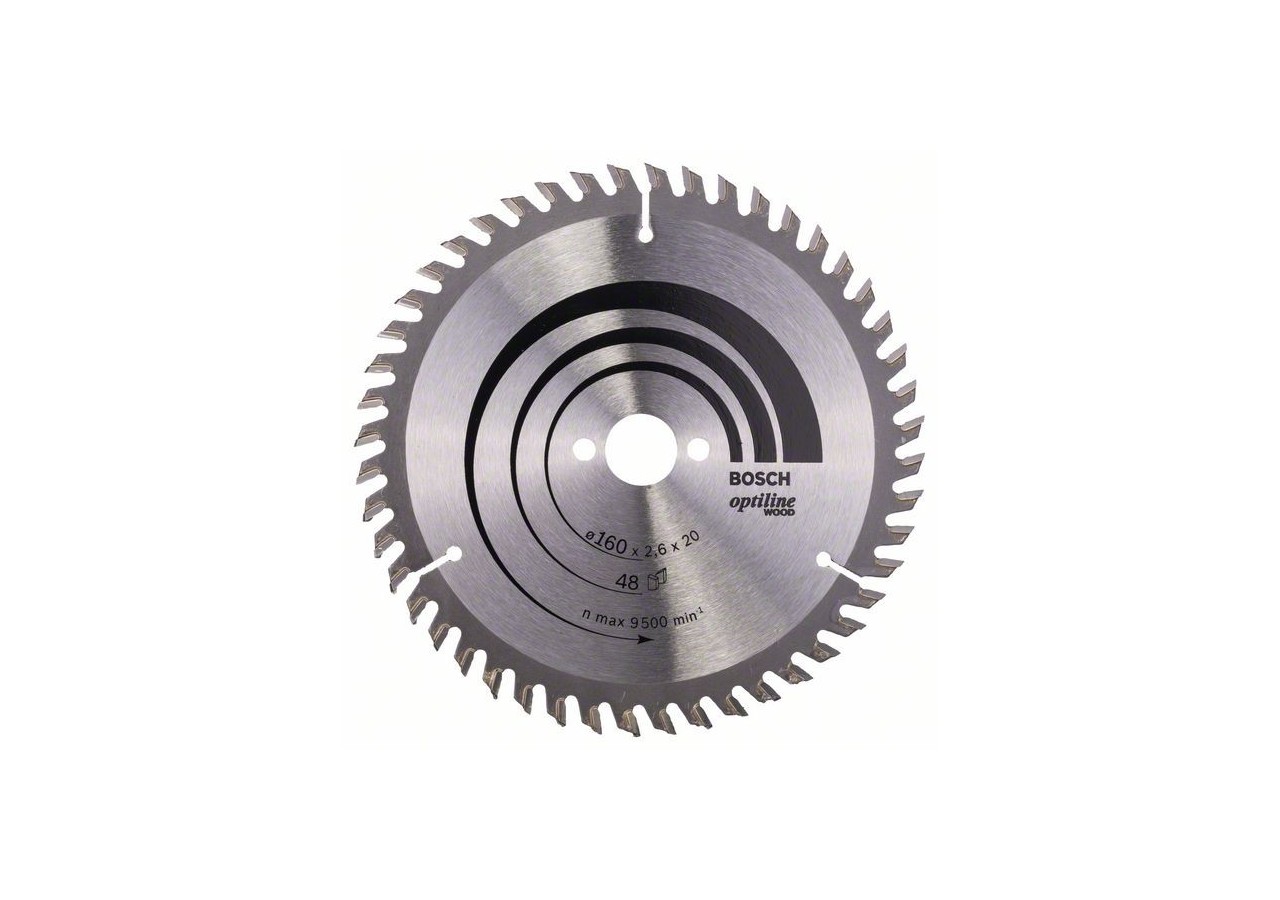 Lame de scie circulaire Optiline Wood 160 x 20/16 x 2,6 mm, 48 - 2608640732 - Bosch