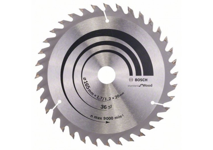Lame de scie circulaire Optiline Wood 165 x 20/16 x 1,7 mm, 36 - 2608642602 - Bosch