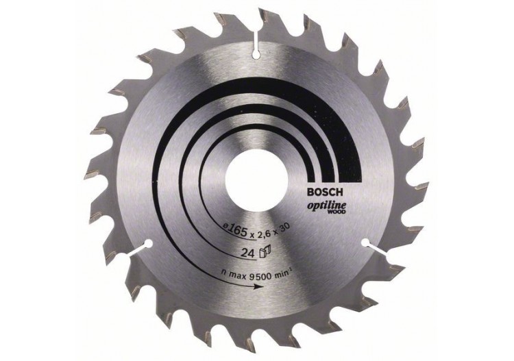 Lame de scie circulaire Optiline Wood 165 x 30 x 2,6 mm, 24 - 2608640602 - Bosch