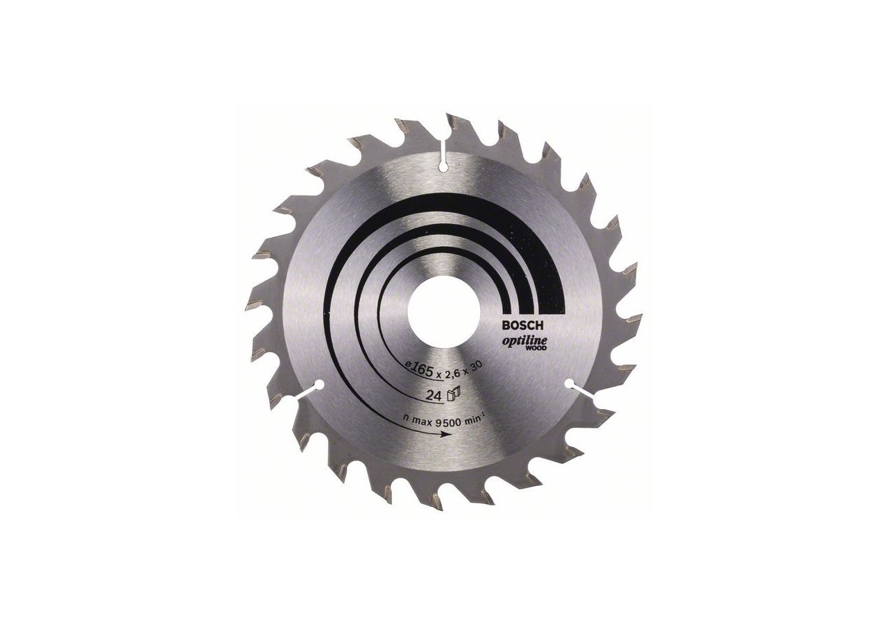 Lame de scie circulaire Optiline Wood 165 x 30 x 2,6 mm, 24 - 2608640602 - Bosch
