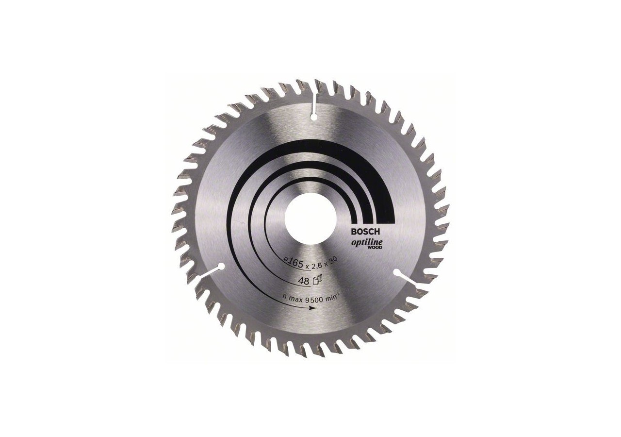 Lame de scie circulaire Optiline Wood 165 x 30 x 2,6 mm, 48 - 2608641175 - Bosch