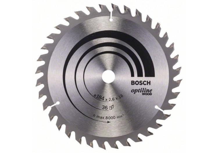 Lame de scie circulaire Optiline Wood 184 x 16 x 2,6 mm, 36 - 2608640818 - Bosch