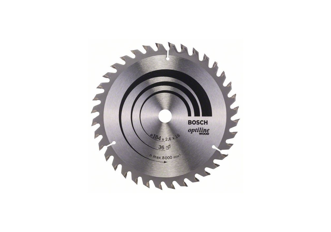 Lame de scie circulaire Optiline Wood 184 x 16 x 2,6 mm, 36 - 2608640818 - Bosch