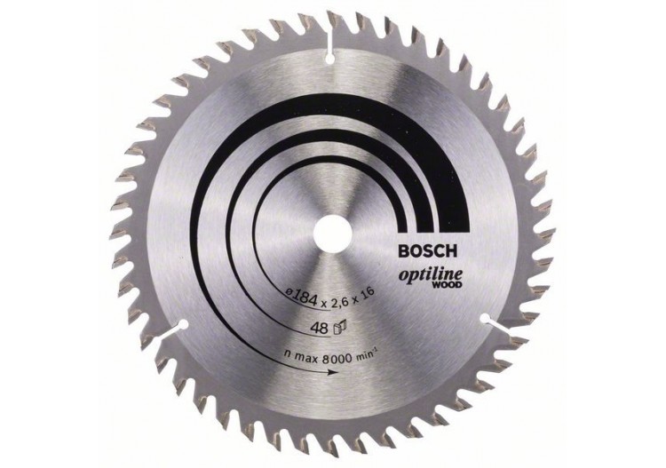 Lame de scie circulaire Optiline Wood 184 x 16 x 2,6 mm, 48 - 2608641181 - Bosch