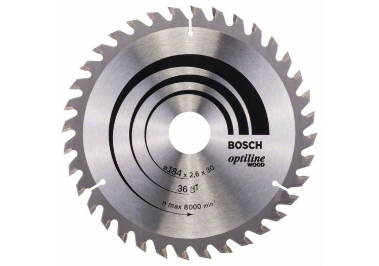 Lame de scie circulaire Optiline Wood 184 x 30 x 2,6 mm, 36 - 2608640611 - Bosch