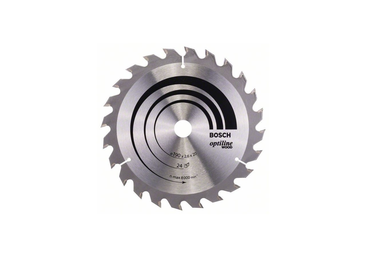 Lame de scie circulaire Optiline Wood 190 x 20/16 x 2,6 mm, 24 - 2608640612 - Bosch