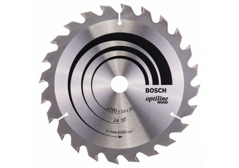 Lame de scie circulaire Optiline Wood 190 x 20/16 x 2,6 mm, 24 - 2608640612 - Bosch Lame de scie circulaire Optiline Wood 190 x 20/16 x 2,6 mm, 24 - 2608640612 - Bosch