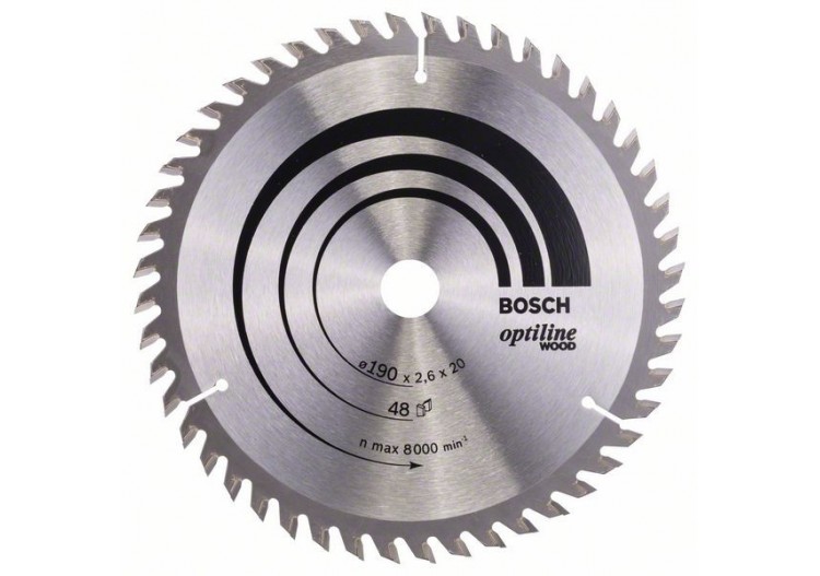 Lame de scie circulaire Optiline Wood 190 x 20/16 x 2,6 mm, 48 - 2608640614 - Bosch