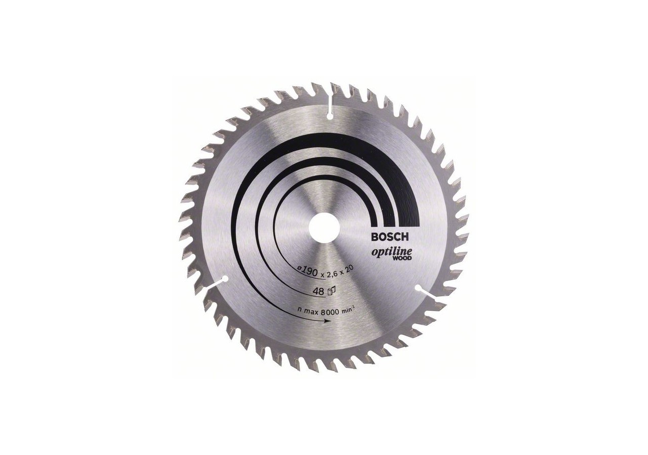 Lame de scie circulaire Optiline Wood 190 x 20/16 x 2,6 mm, 48 - 2608640614 - Bosch