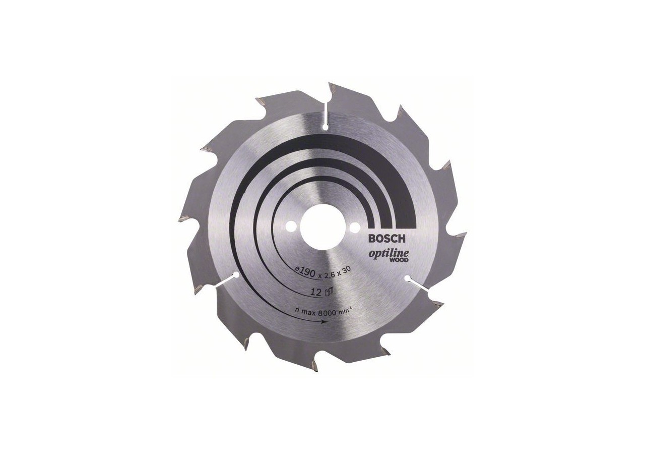 Lame de scie circulaire Optiline Wood 190 x 30 x 2,6 mm, 12 - 2608641187 - Bosch