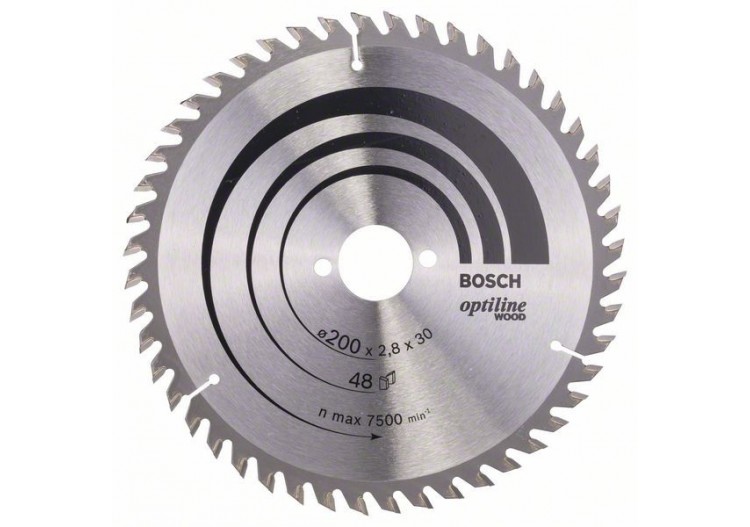 Lame de scie circulaire Optiline Wood 200 x 30 x 2,8 mm, 48 - 2608640620 - Bosch
