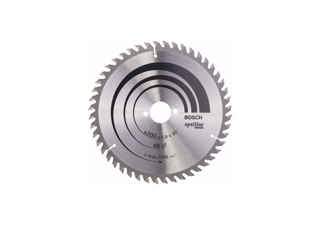 Lame de scie circulaire Optiline Wood 200 x 30 x 2,8 mm, 48 - 2608640620 - Bosch