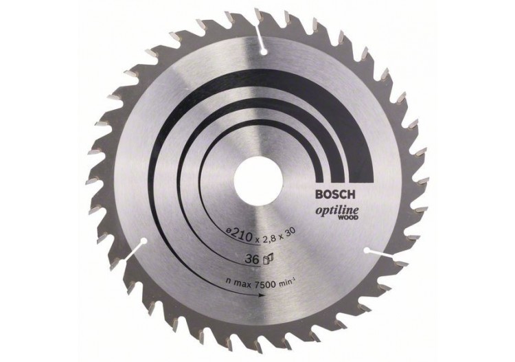 Lame de scie circulaire Optiline Wood 210 x 30 x 2,8 mm, 36 - 2608640622 - Bosch