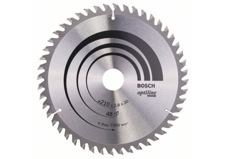 Lame de scie circulaire Optiline Wood 210 x 30 x 2,8 mm, 48 - 2608640623 - Bosch