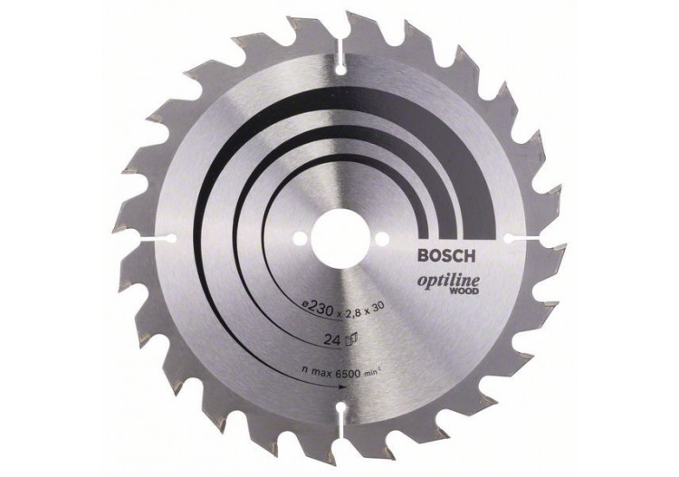 Lame de scie circulaire Optiline Wood 230 x 30 x 2,8 mm, 24 - 2608640627 - Bosch