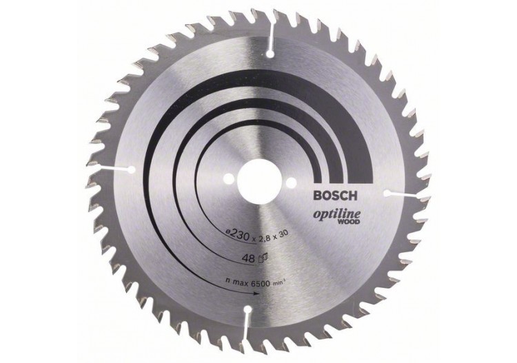Lame de scie circulaire Optiline Wood 230 x 30 x 2,8 mm, 48 - 2608640629 - Bosch