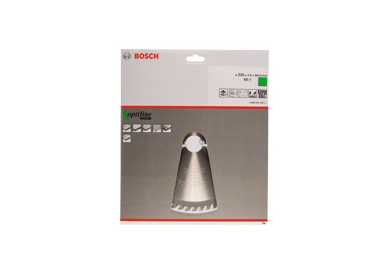 Lame de scie circulaire Optiline Wood 235 x 30/25 x 2,8 mm, 60 - 2608641192 - Bosch