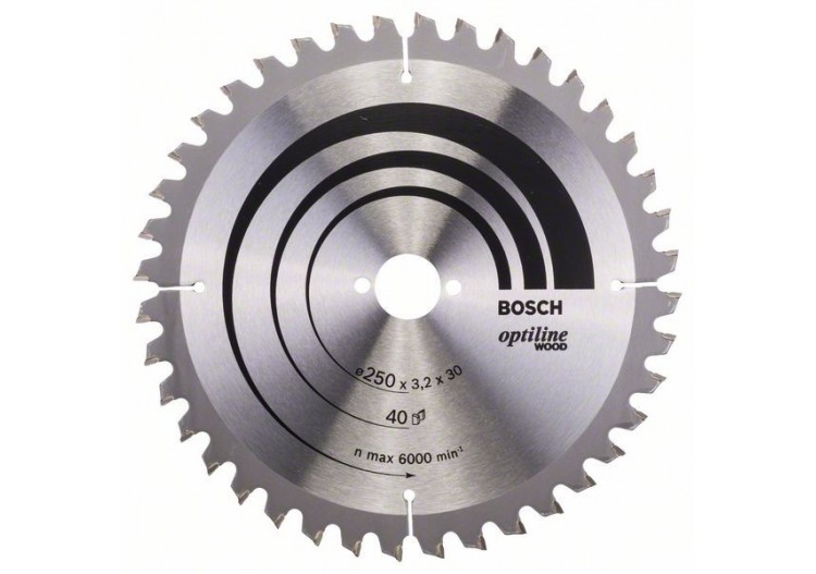 Lame de scie circulaire Optiline Wood 250 x 30 x 3,2 mm, 40 - 2608640643 - Bosch