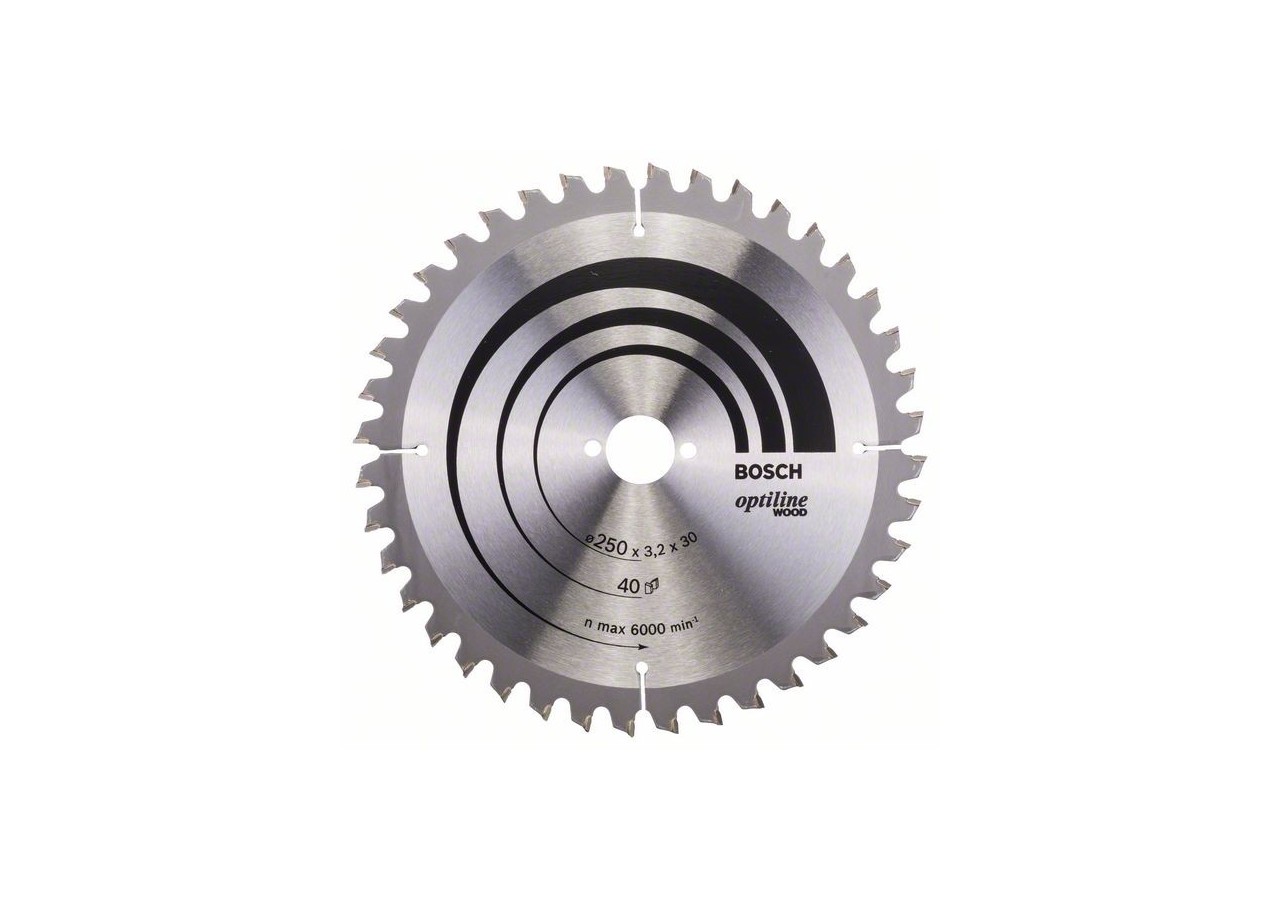 Lame de scie circulaire Optiline Wood 250 x 30 x 3,2 mm, 40 - 2608640643 - Bosch