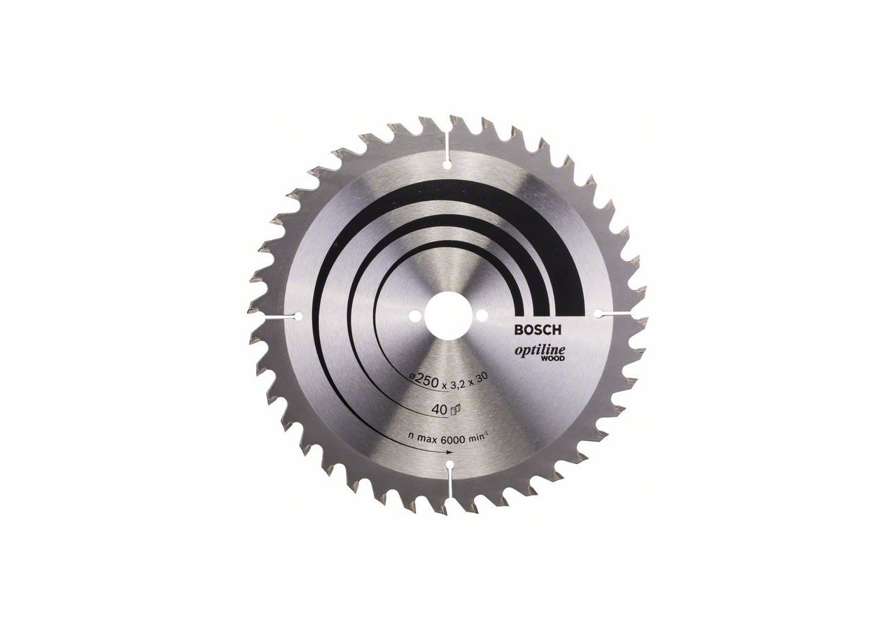 Lame de scie circulaire Optiline Wood 250 x 30 x 3,2 mm, 40 - 2608640728 - Bosch