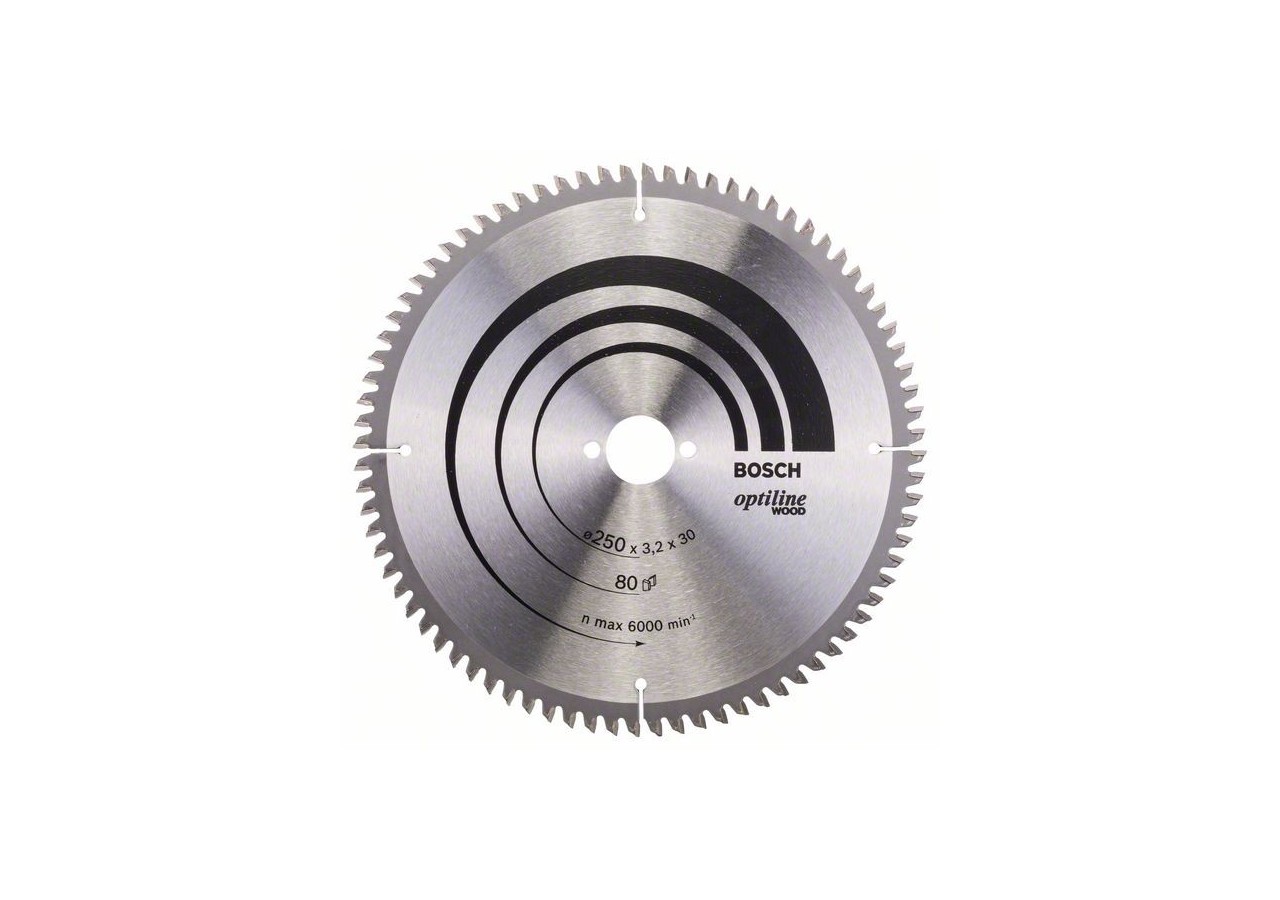 Lame de scie circulaire Optiline Wood 250 x 30 x 3,2 mm, 80 - 2608640645 - Bosch