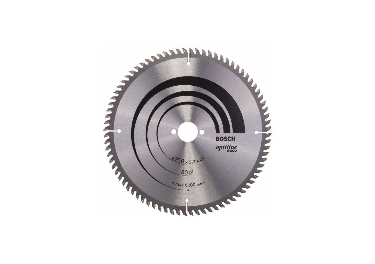 Lame de scie circulaire Optiline Wood 250 x 30 x 3,2 mm, 80 - 2608640660 - Bosch
