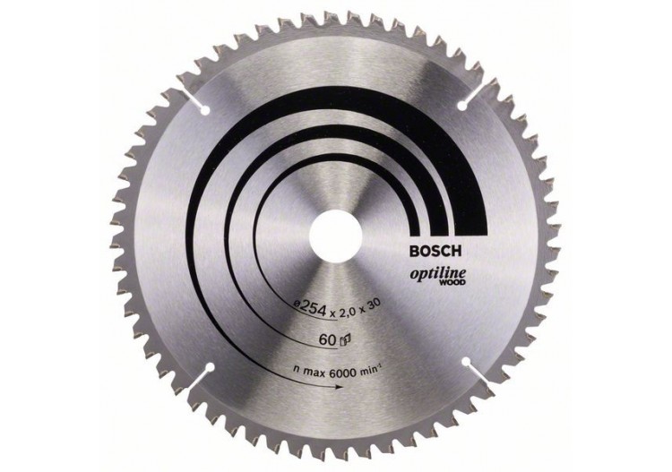 Lame de scie circulaire Optiline Wood 254 x 30 x 2,0 mm, 60 - 2608640436 - Bosch