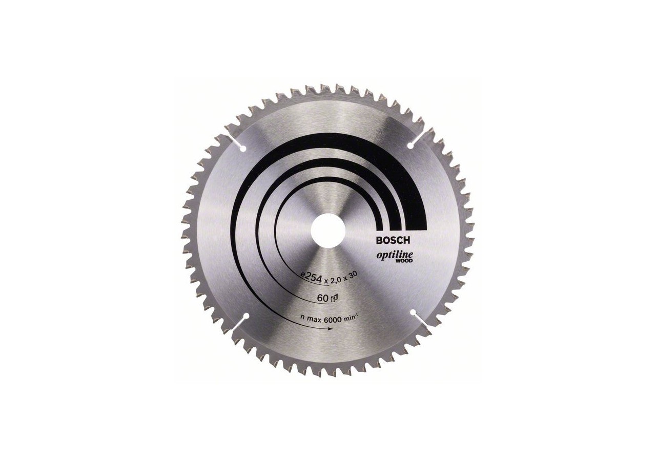Lame de scie circulaire Optiline Wood 254 x 30 x 2,0 mm, 60 - 2608640436 - Bosch