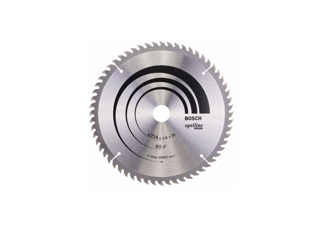 Lame de scie circulaire Optiline Wood 254 x 30 x 2,8 mm, 60 - 2608640444 - Bosch