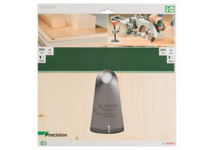 Lame de scie circulaire PRECISION D : 305 mm  Alésage : 30 mm  Dents : 100 - 2609256B60 - Bosch