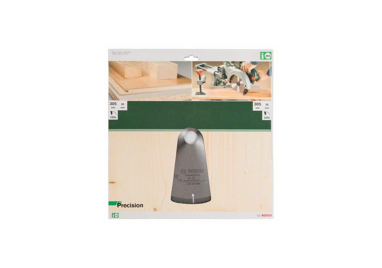 Lame de scie circulaire PRECISION D : 305 mm  Alésage : 30 mm  Dents : 100 - 2609256B60 - Bosch