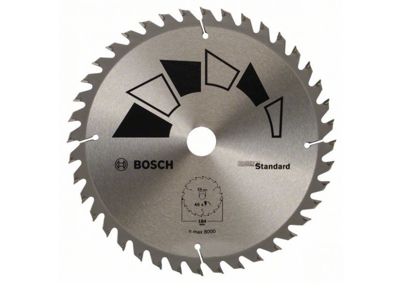 Lame de scie circulaire STANDARD D : 184 mm  Alésage : 20 mm  Dents : 40 - 2609256B56 - Bosch Lame de scie circulaire STANDARD D : 184 mm  Alésage : 20 mm  Dents : 40 - 2609256B56 - Bosch
