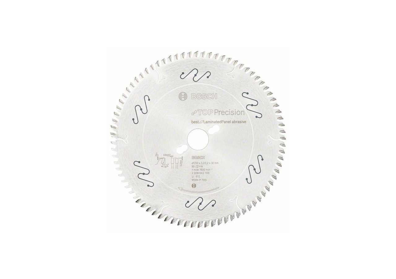 Lame scie circulaire Best Panneaux Laminés Abrasifs 250x30x3,2mm  80D - 2608642109 - Bosch