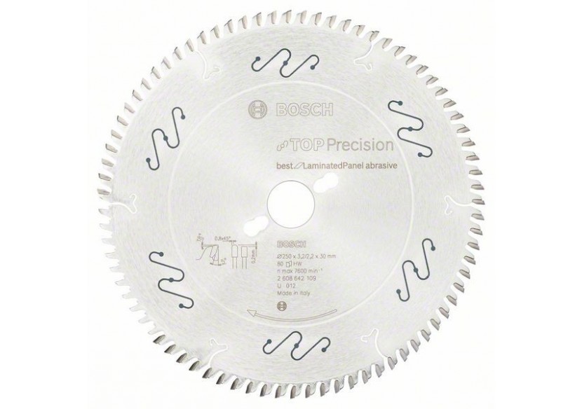 Lame scie circulaire Best Panneaux Laminés Abrasifs 250x30x3,2mm  80D - 2608642109 - Bosch Lame scie circulaire Best Panneaux Laminés Abrasifs 250x30x3,2mm  80D - 2608642109 - Bosch