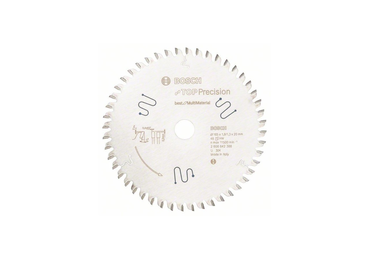 Lame de scie circulaire Top Precision Best for Multi Material 165 x 20 x 1,8 mm, 48 - 2608642388 - Bosch