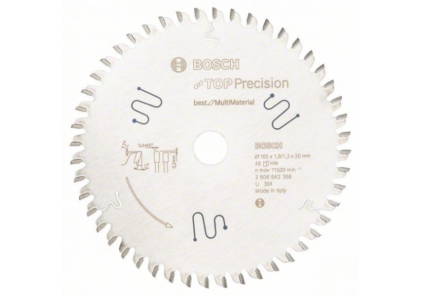 Lame de scie circulaire Top Precision Best for Multi Material 165 x 20 x 1,8 mm, 48 - 2608642388 - Bosch Lame de scie circulaire Top Precision Best for Multi Material 165 x 20 x 1,8 mm, 48 - 2608642388 - Bosch
