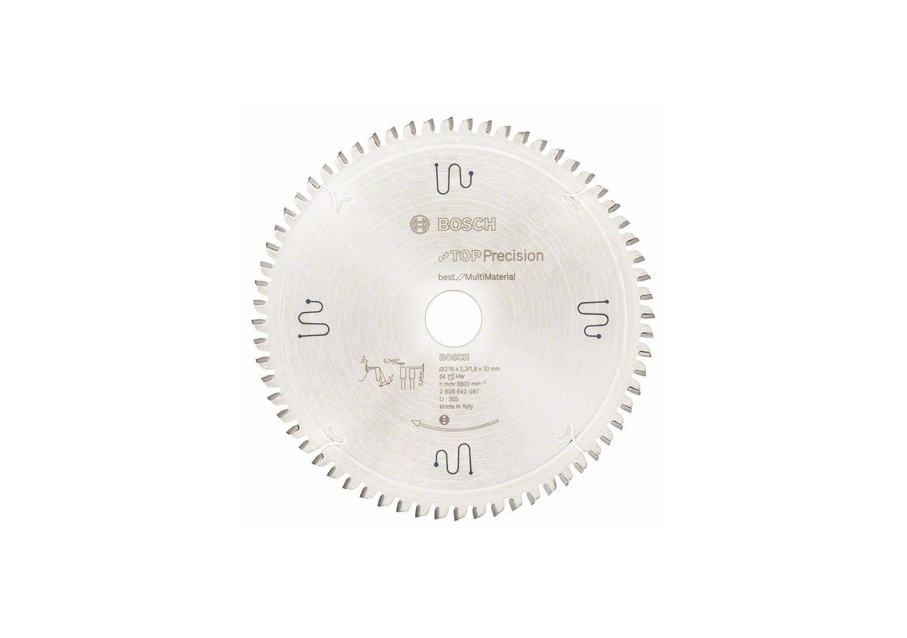Lame de scie circulaire Top Precision Best for Multi Material 216 x 30 x 2,3 mm, 64 - 2608642097 - Bosch