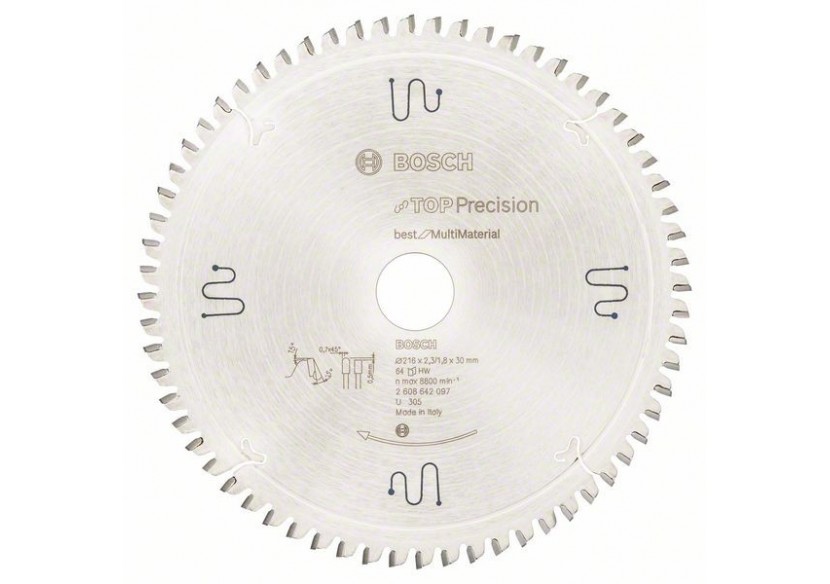 Lame de scie circulaire Top Precision Best for Multi Material 216 x 30 x 2,3 mm, 64 - 2608642097 - Bosch Lame de scie circulaire Top Precision Best for Multi Material 216 x 30 x 2,3 mm, 64 - 2608642097 - Bosch