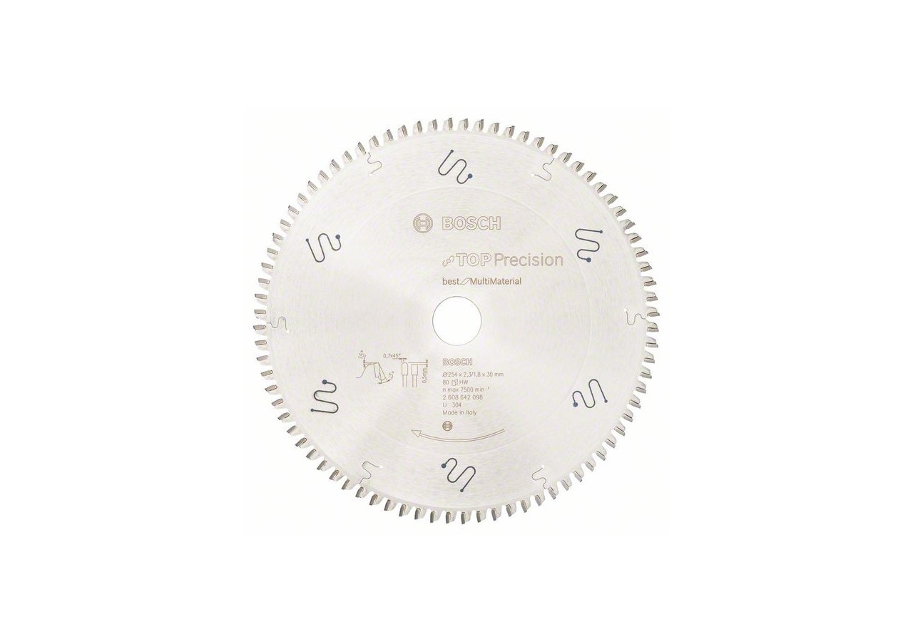 Lame de scie circulaire Top Precision Best for Multi Material 254 x 30 x 2,3 mm, 80 - 2608642098 - Bosch