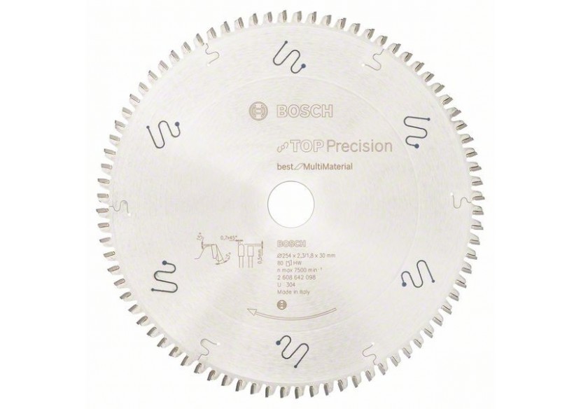 Lame de scie circulaire Top Precision Best for Multi Material 254 x 30 x 2,3 mm, 80 - 2608642098 - Bosch Lame de scie circulaire Top Precision Best for Multi Material 254 x 30 x 2,3 mm, 80 - 2608642098 - Bosch