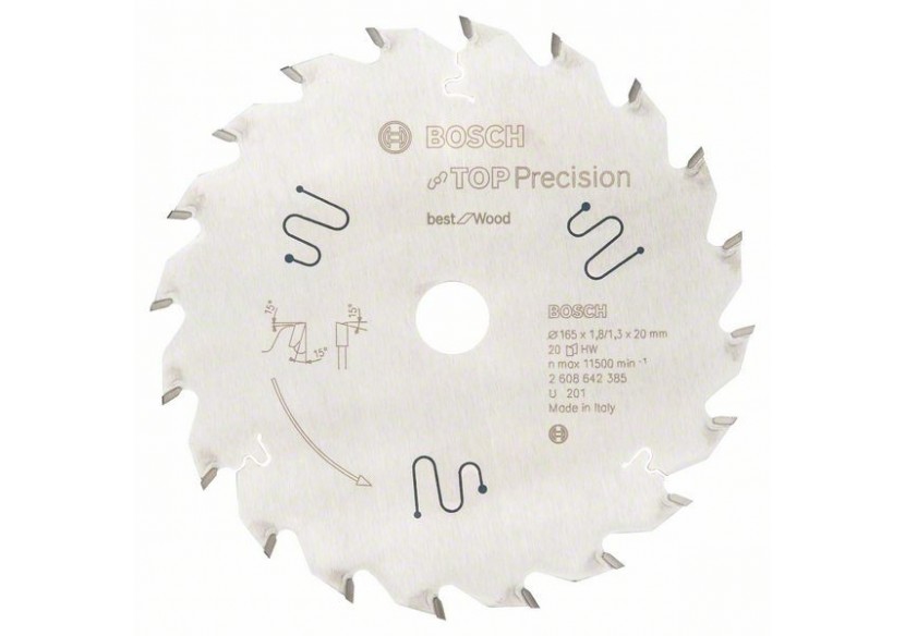 Lame de scie circulaire Top Precision Best for Wood 165 x 20 x 1,8 mm, 20 - 2608642385 - Bosch Lame de scie circulaire Top Precision Best for Wood 165 x 20 x 1,8 mm, 20 - 2608642385 - Bosch