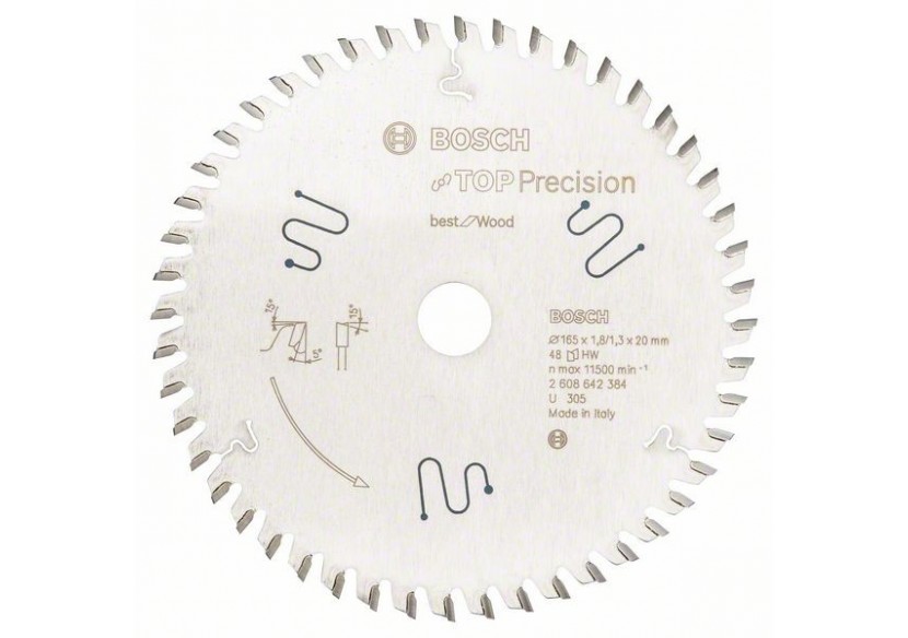 Lame de scie circulaire Top Precision Best for Wood 165 x 20 x 1,8 mm, 48 - 2608642384 - Bosch Lame de scie circulaire Top Precision Best for Wood 165 x 20 x 1,8 mm, 48 - 2608642384 - Bosch