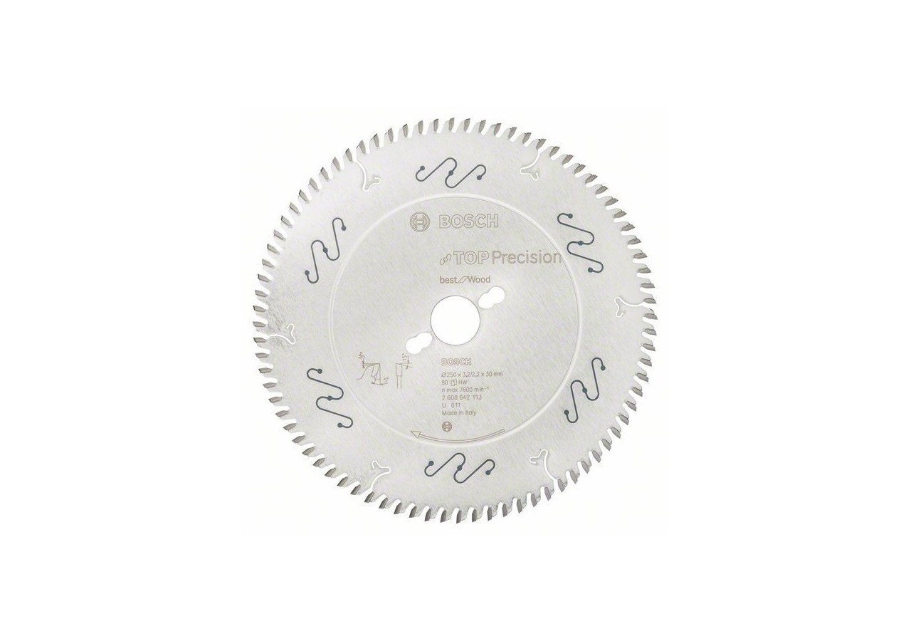 Lame de scie circulaire Top Precision Best for Wood 250 x 30 x 3,2 mm, 80 - 2608642113 - Bosch