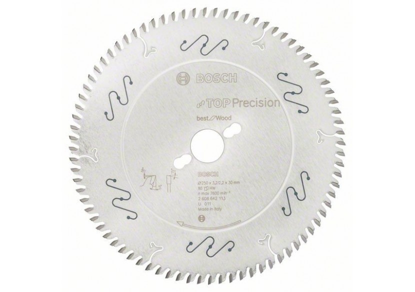 Lame de scie circulaire Top Precision Best for Wood 250 x 30 x 3,2 mm, 80 - 2608642113 - Bosch Lame de scie circulaire Top Precision Best for Wood 250 x 30 x 3,2 mm, 80 - 2608642113 - Bosch
