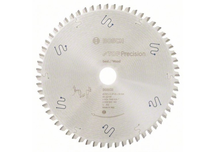 Lame de scie circulaire Top Precision Best for Wood 254 x 30 x 2,3 mm, 60 - 2608642102 - Bosch