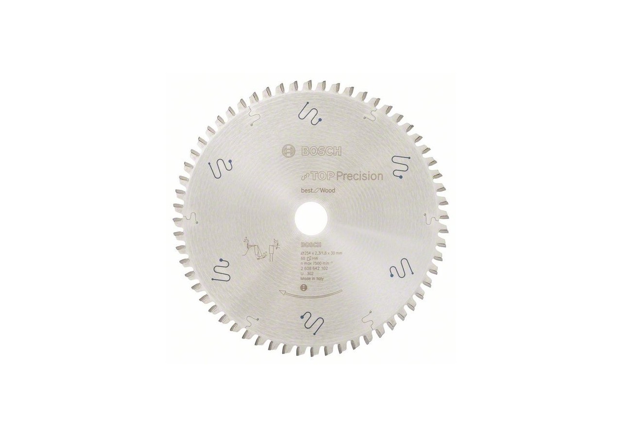 Lame de scie circulaire Top Precision Best for Wood 254 x 30 x 2,3 mm, 60 - 2608642102 - Bosch