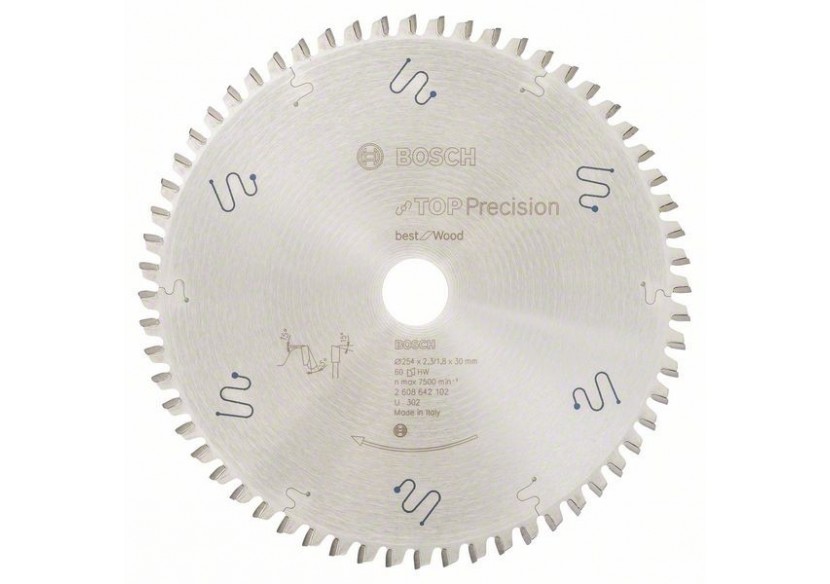 Lame de scie circulaire Top Precision Best for Wood 254 x 30 x 2,3 mm, 60 - 2608642102 - Bosch Lame de scie circulaire Top Precision Best for Wood 254 x 30 x 2,3 mm, 60 - 2608642102 - Bosch