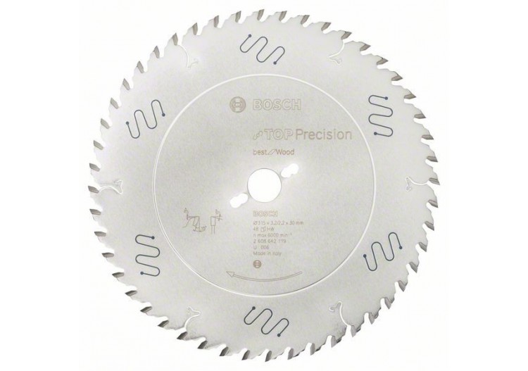 Lame de scie circulaire Top Precision Best for Wood 315 x 30 x 3,2 mm, 48 - 2608642119 - Bosch