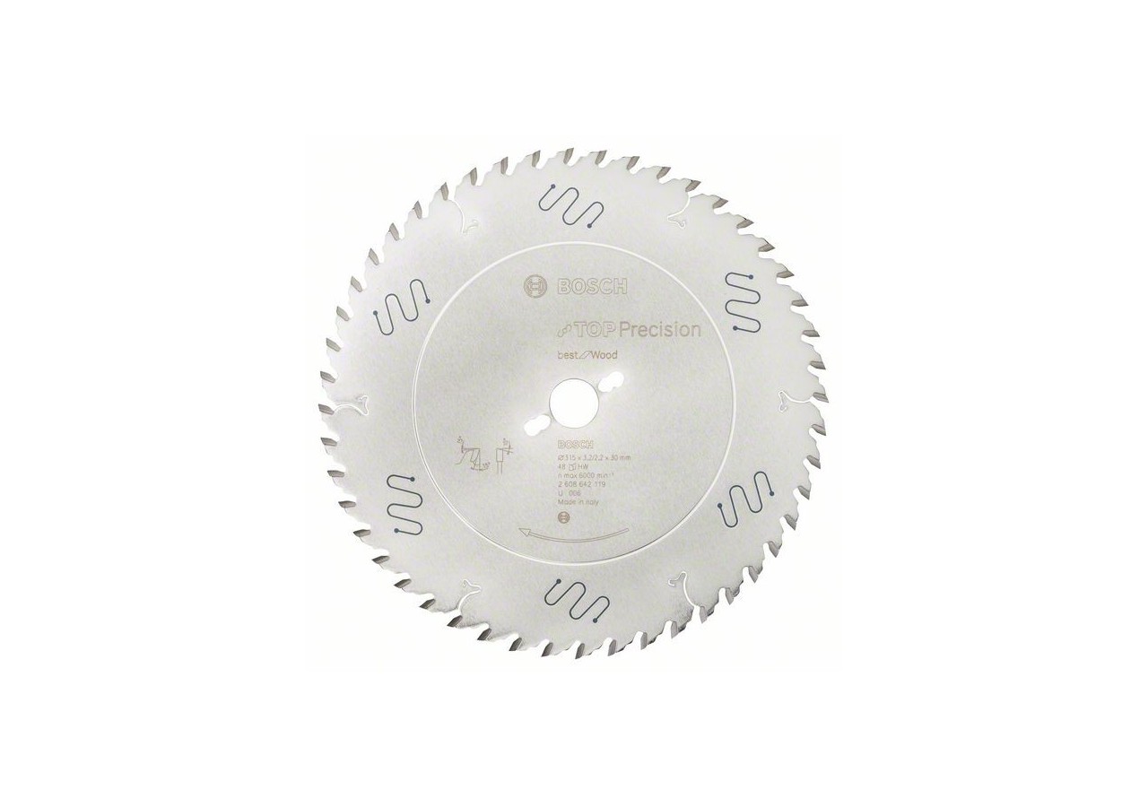 Lame de scie circulaire Top Precision Best for Wood 315 x 30 x 3,2 mm, 48 - 2608642119 - Bosch